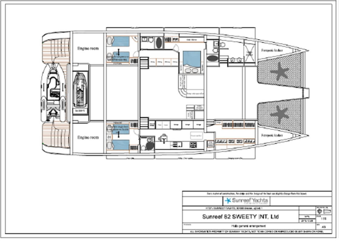 diagram, Sunreef 82 DD, catamaran for sale