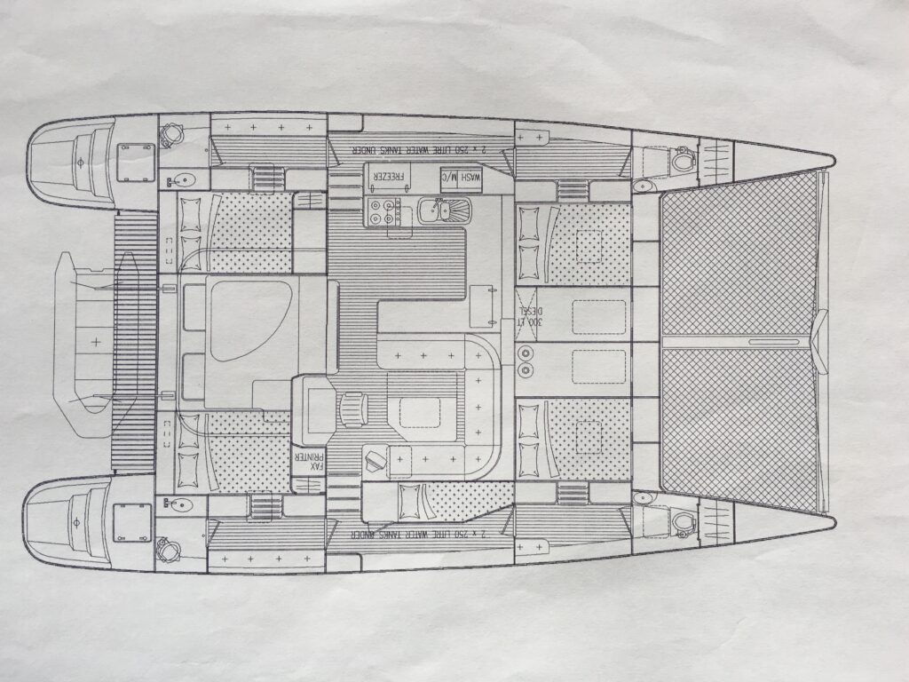 diagram, Voyage 47 Mayotte, catamaran for sale
