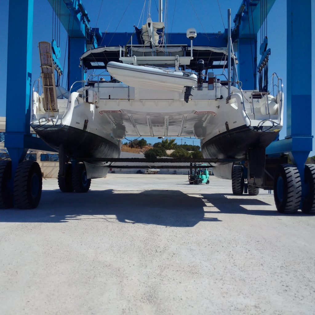 ISoCatamarans 60 S/V Isokratia hauled out in Lavrio, Greece during refit