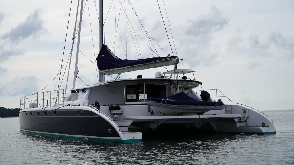 Interior saloon and galley of the Lidgard 73 Executive Sovereign