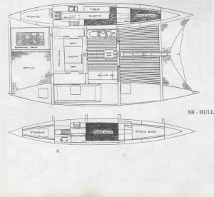 Wharram 38 Tiki layout drawing 1
