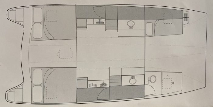diagram, Endeavour 35 Victory, catamaran for sale