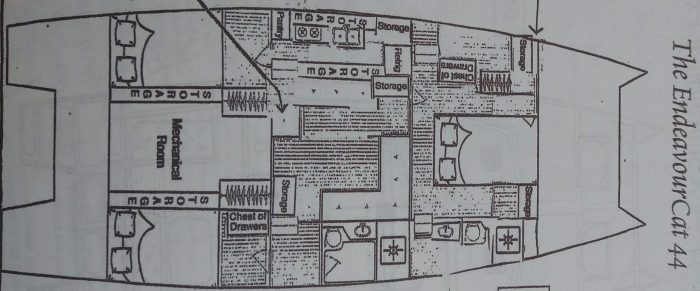 diagram, Endeavour 44, catamaran for sale