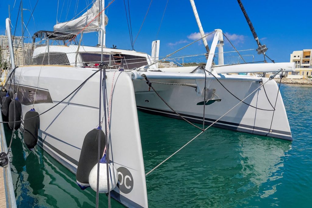 Catana 50 Ocean Class owner's cabin with oversized hull windows