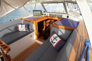 cockpit, Hallberg Rassy 53, sailboat for sale