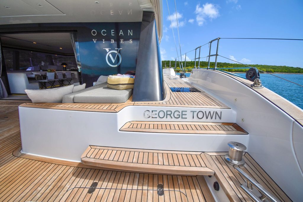 Sunreef 70 interior salon with designer lighting and dining for ten