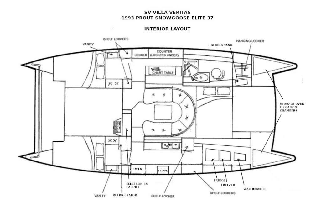 diagram, Prout 37 Snowgoose, catamaran for sale