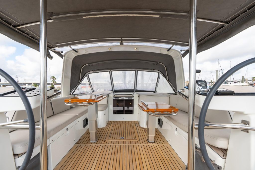 Beneteau Oceanis Yacht 54 twin helm cockpit and teak deck