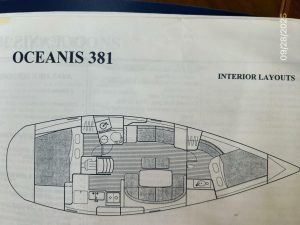 diagram, Beneteau 381, sailboat for sale