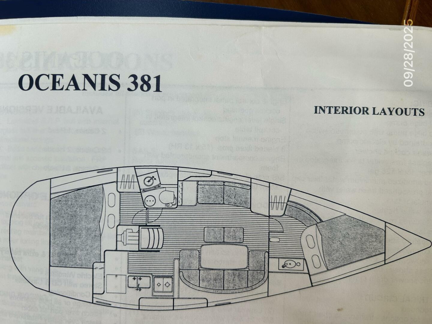 diagram, Beneteau 381, sailboat for sale