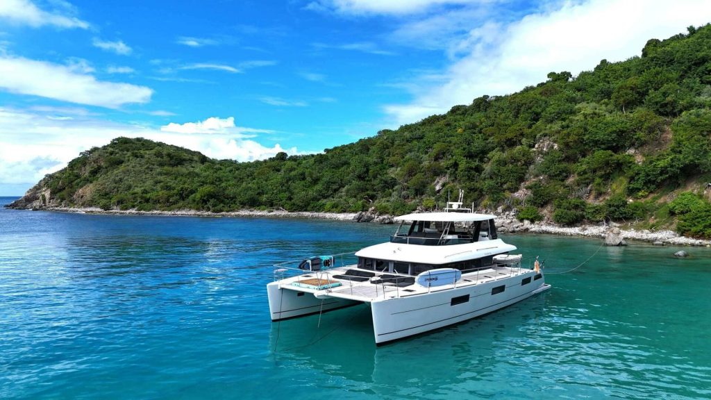Lagoon 630 MY Philotimo exterior profile on the water