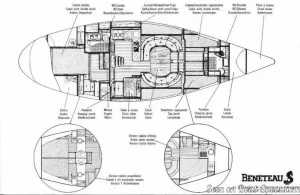Beneteau 456 First layout drawing 1