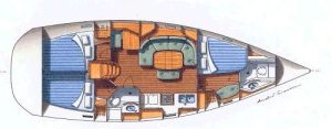 Beneteau 393 Oceanis layout drawing 1