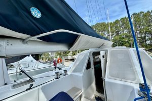 cockpit, Chris White, catamaran for sale