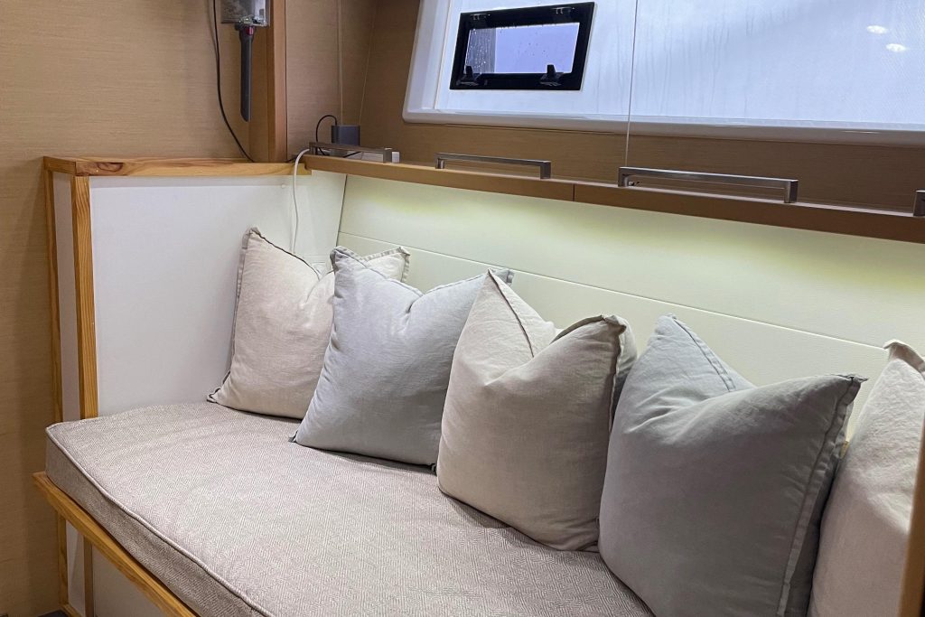 Lagoon 620 interior salon and galley aboard S/V Phoenicia