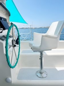 helm, St Francis 44, catamaran for sale