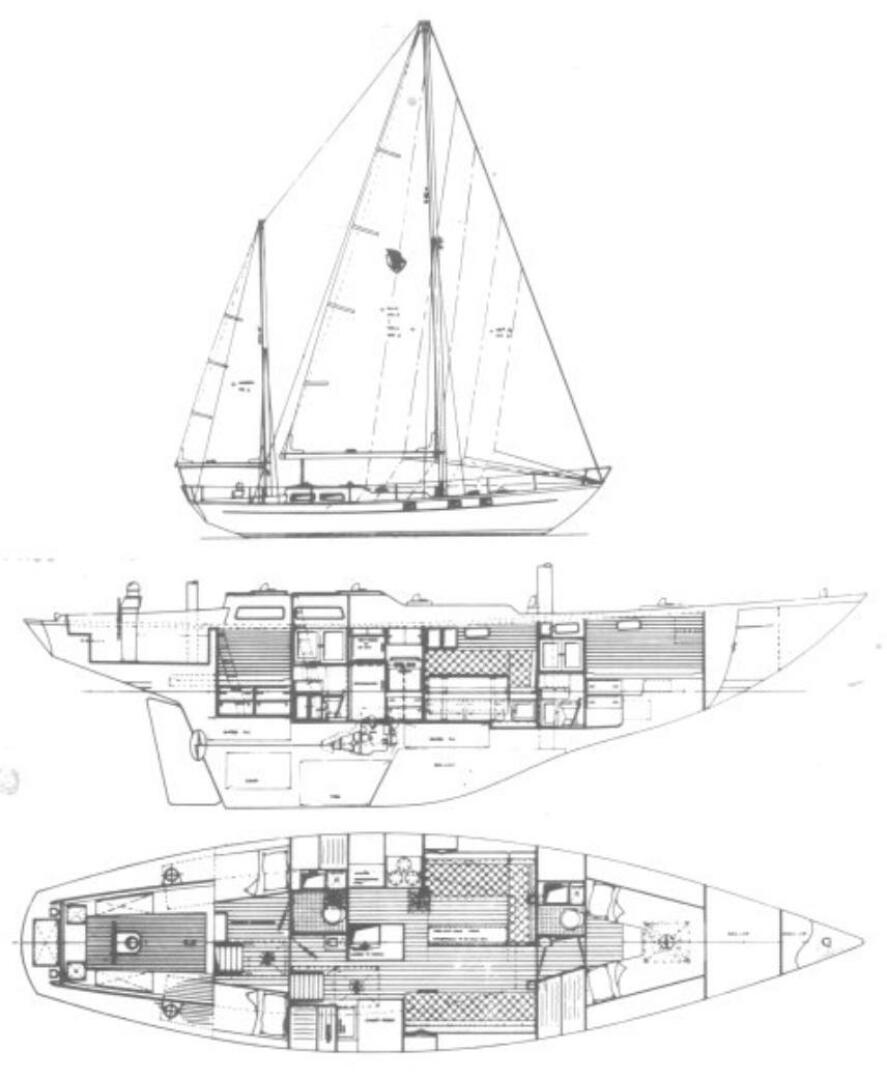 diagram, Reliance 44, sailboat for sale