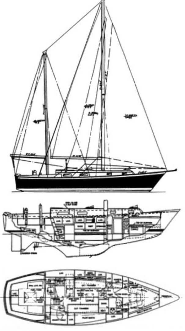 diagram, Pearson 365 Ketch, sailboat for sale