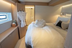 bed, Lagoon Sixty 7, power catamaran for sale