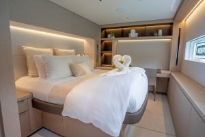 bed, Lagoon Sixty 7, power catamaran for sale