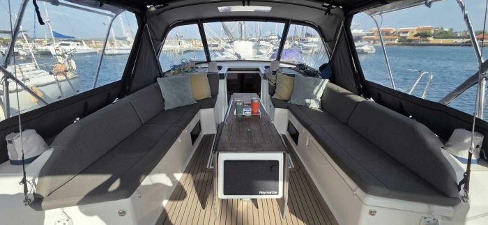 cockpit, Dufour 530, sailboat for sale