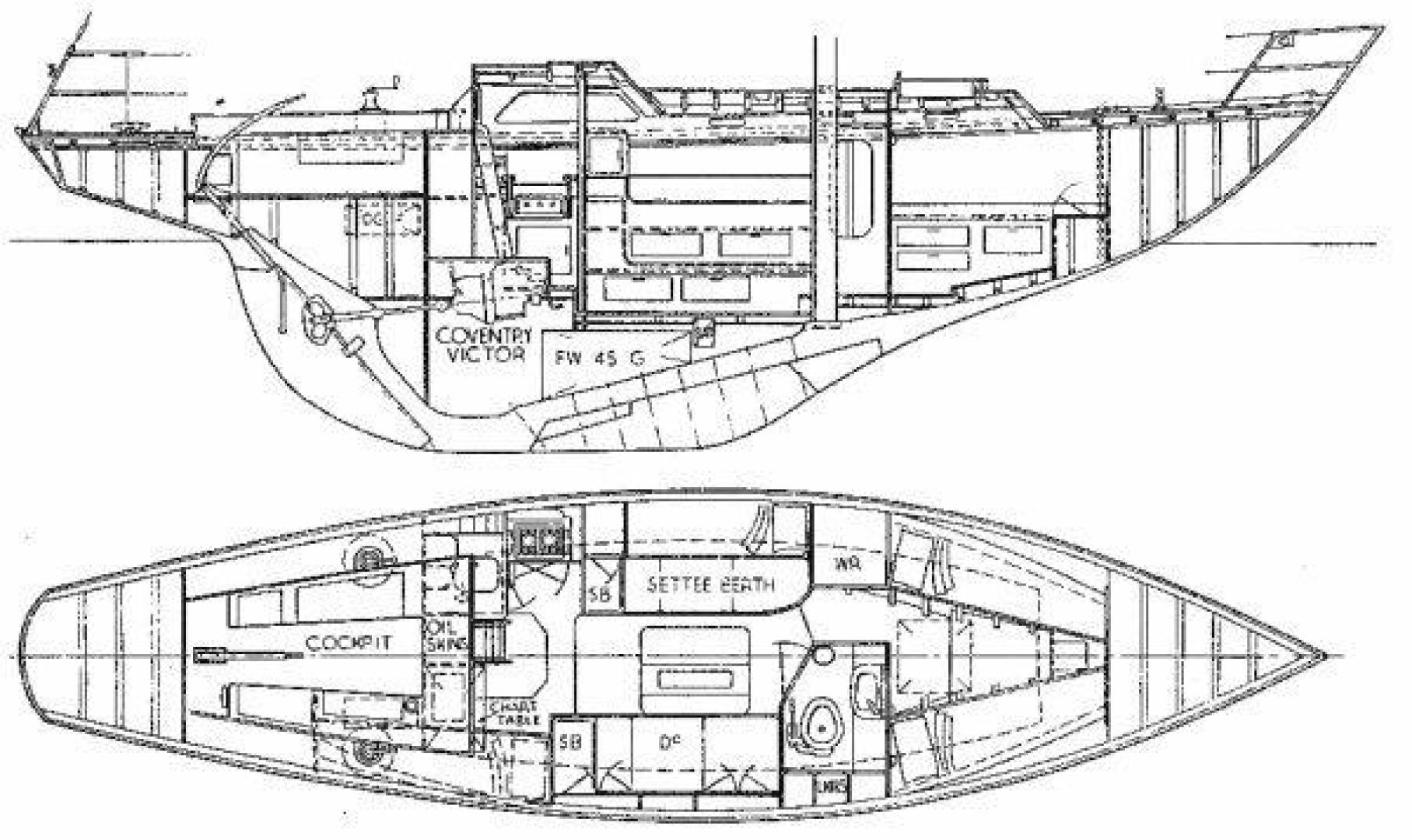 diagram, Nicholson 36, sailboat for sale