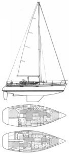 Beneteau 390 Oceanis layout drawing 1