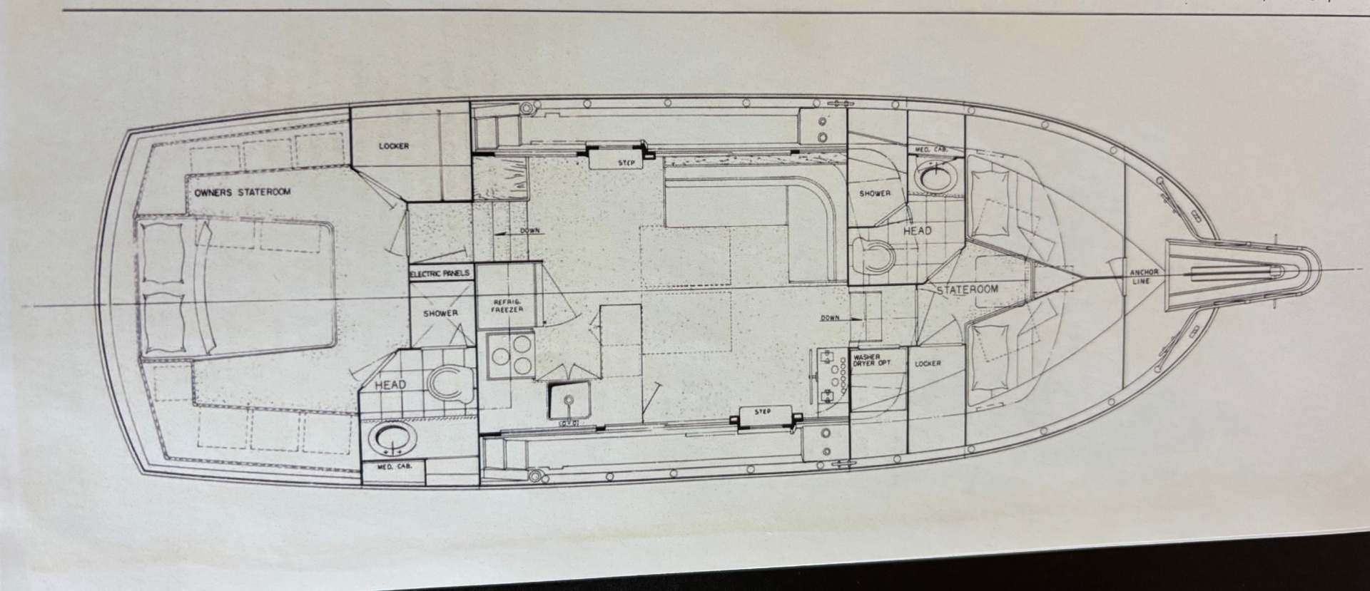 diagram, Hatteras 42 LRC, trawler for sale