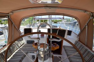 helm, Hinckley 59 Sou’wester, sailboat for sale