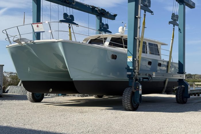 boatyard, Maine Cat P-47, power catamaran for sale