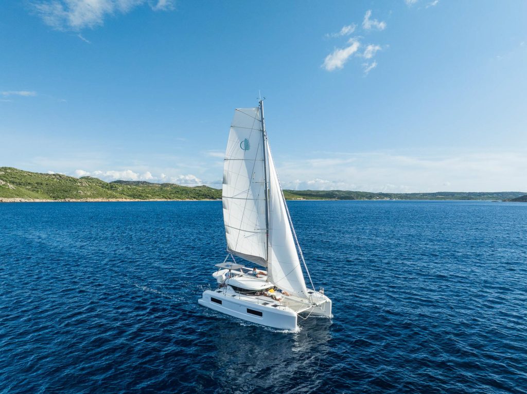Lagoon 38 catamaran exterior showing modern hull lines and deck layout