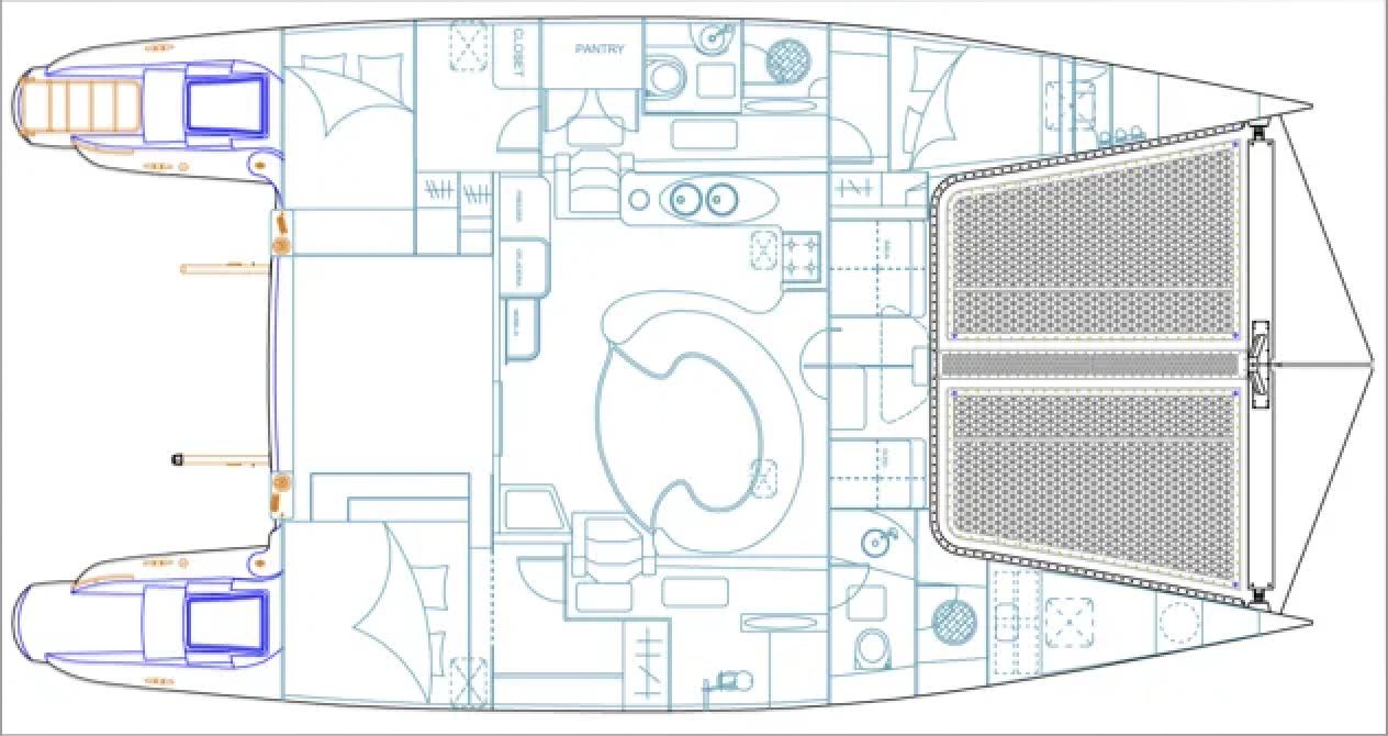 diagram, Dolphin 460, catamaran for sale