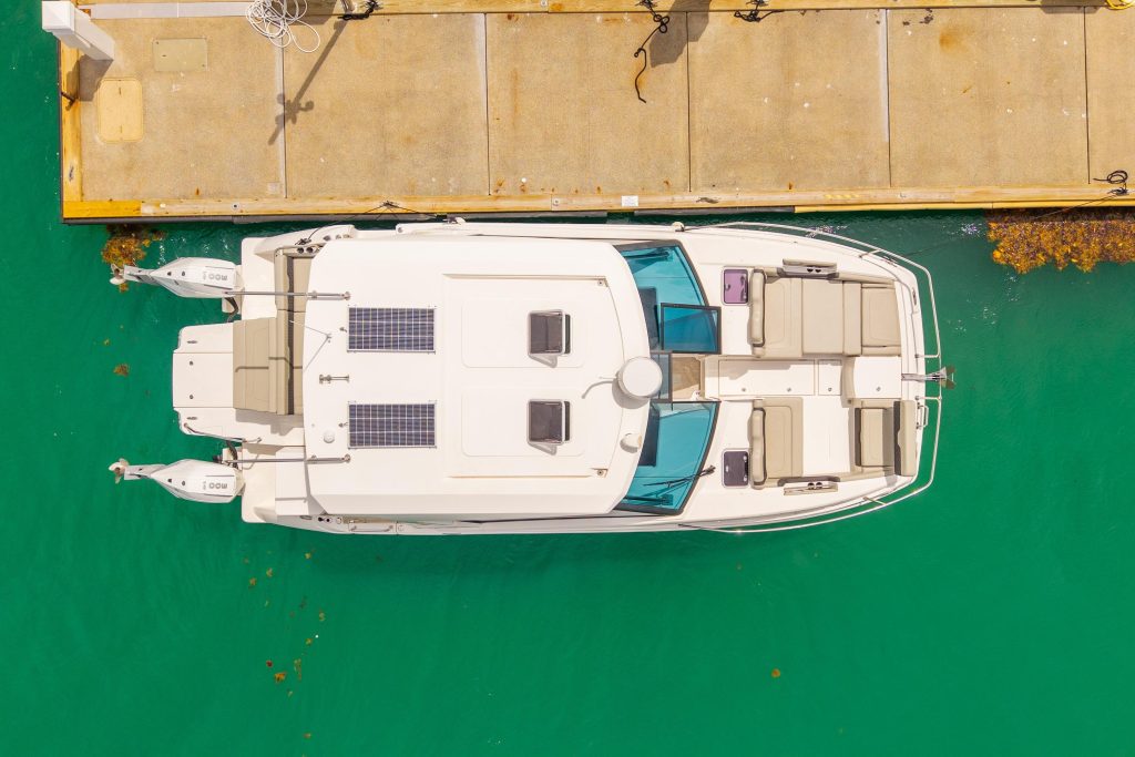 Enclosed air-conditioned cockpit and galley on the Aquila 36 Cruiser