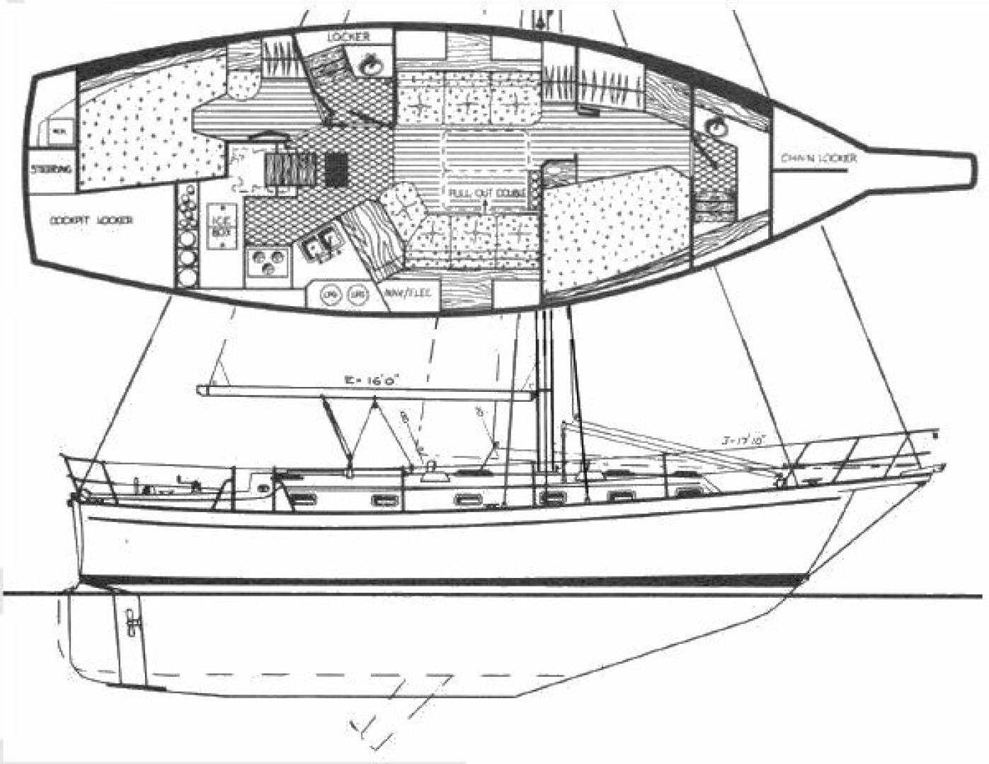 diagram, Island Packet 38, sailboat for sale