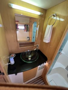bath, Privilege 495, catamaran for sale