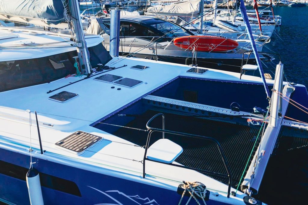 Interior saloon and galley of the 2024 Balance 526 S/V ZITA with light veneer joinery