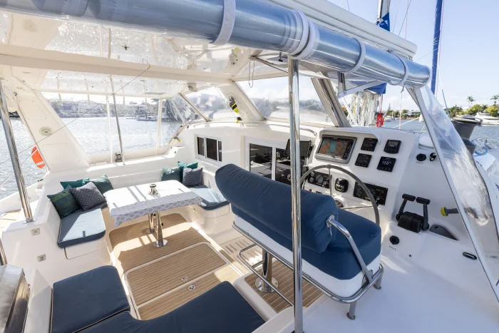 helm, St Francis 50, catamaran for sale