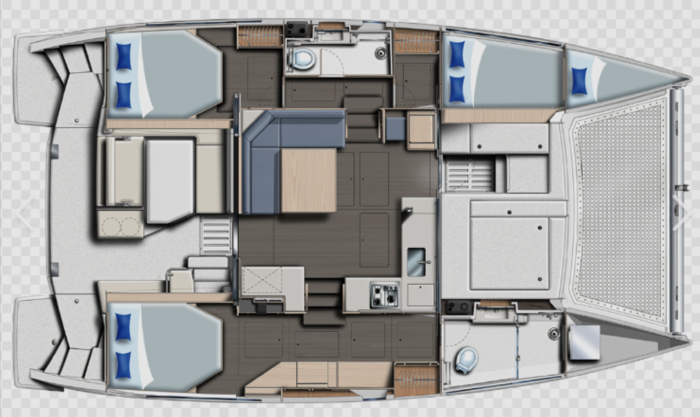 diagram, Leopard 43 PowerCat, power catamaran for sale