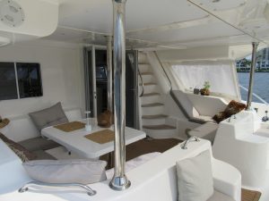 deck, African Cats 420 Powercat, power catamaran for sale