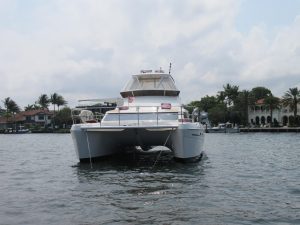 underway, African Cats 420 Powercat, power catamaran for sale